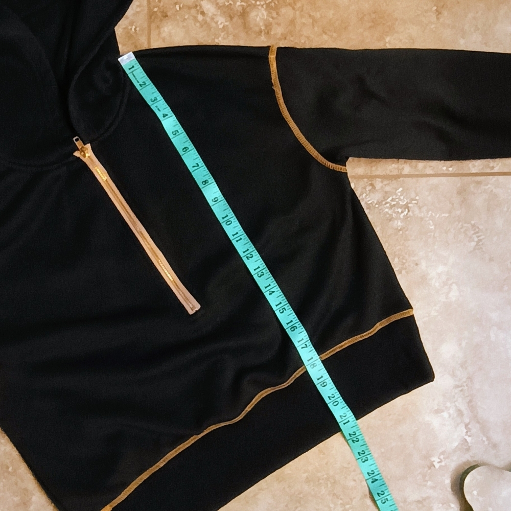 Women's Shein Black And Gold Hooded 1/2 Zip Sweatshirt Size Small - Picture 9 of 10